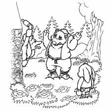 coloring page: The bear, the fox and the hare in the Russian folk tale