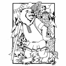 coloring page: Painting Masha in a box against the background of the forest