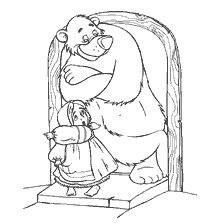 coloring page: Mashenka and the bear in a fairy tale