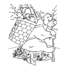 coloring page: Coloring with a bear and Masha in the basket