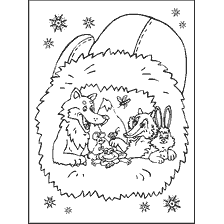 coloring page: Coloring picture of animals gathered in a mitten