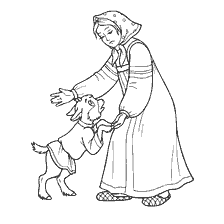 coloring page: Alenushka with a goat in a folk tale