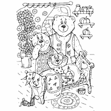 coloring page: Russian folk tales with bears.