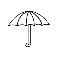 Liniowy rysunek parasol dla dziecko.
