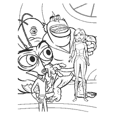 Kleuren met personages uit Monster vs. Aliens, Susan en Monsters.
