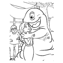 Tekening met Moeder Susan en B.O.B. van het Monster tegen de Aliens