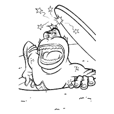 Foto uit het kleurenboek Monster vs. Aliens, een karakter met een open mond
