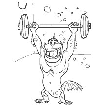 Monster met gewichten in de sportschool