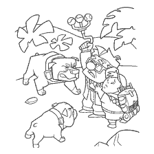 página para colorear: Colorear con personajes de dibujos animados Up! y perros