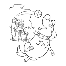 página para colorear: Doug juega con la pelota, y el viejo mira