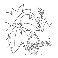 página para colorear: ¡El chico con el pájaro de los dibujos animados! en el libro para colorear