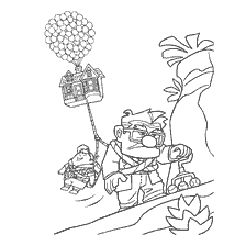 página para colorear: Imagen para colorear: Towing a house from the cartoon Arriba con los personajes principales
