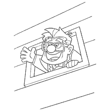 página para colorear: Carl dijo hola a través de la ventana en el libro de colores Up!