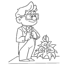página para colorear: Carl el novio de los dibujos animados Up! soportes con planta