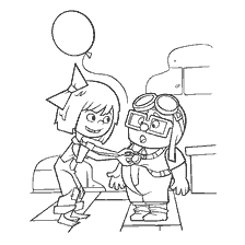 página para colorear: ¡Un dibujo de un niño y una chica de los dibujos animados! (Up!)