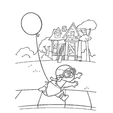 página para colorear: Carl y la pelota de los dibujos animados Up, con el Espíritu de Aventura de inscripción