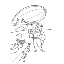 página para colorear: Dibujo de un balonista con aeronave y micrófono