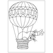 A picture of a mole in a hot air balloon