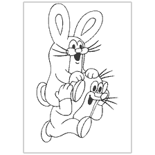Picture with a Mole and a Hare in the style of coloring
