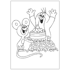 Mole with cake and his friend mouse
