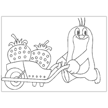 Picture of a mole carrying a strawberry cart