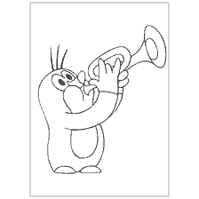 A mole playing the trumpet