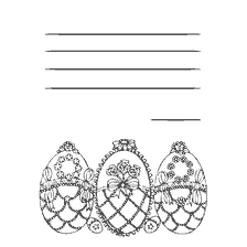 Coloring with Easter eggs and empty lines for inscriptions