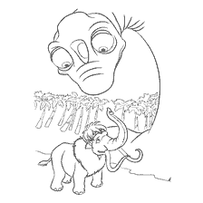Coloring Mammoth Ellie and Sid from Ice Age 3: Dinosaur Age