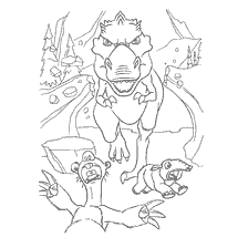 Coloring Sid from Ice Age 3 with dinosaurs
