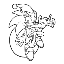Sonic tekenen in nieuwjaarskostuum