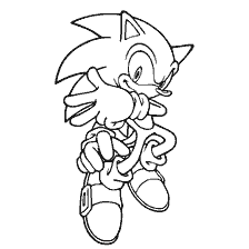 Sonic van de cartoon Sonic X, geschilderd in contour stijl voor het kleuren