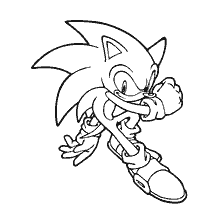 Het personage Sonic uit de animatieserie Sonic X kleuren
