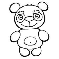 Colorare un orso con grandi occhi e una faccia sorridente