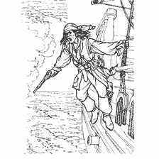 pagina da colorare: Illustrazione dei pirati a bordo di una nave mercantile.