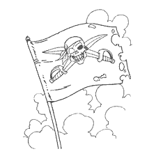 pagina da colorare: Il Jolly Roger con un Teschio e Saber incrociati