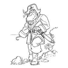 pagina da colorare: Disegno di un pirata con una spada e un gancio