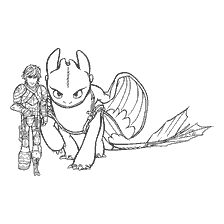 coloring page: Coloring Ikiing and Toothless from How to Train Your Dragon