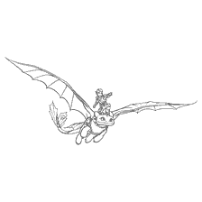 coloring page: Hiccup flies on Toothless Dragon