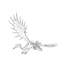 coloring page: Snotlout flies on the dragon Hookfang