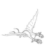 coloring page: Zybiyak and Zabirak's characters fly on the Bucklehead from How to Train Your Dragon
