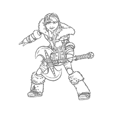 coloring page: Astrid with axe coloring style