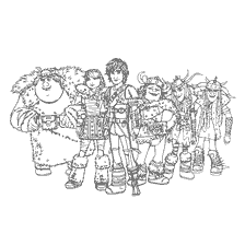 coloring page: Heroes from the cartoon How to tame a dragon in a coloring book