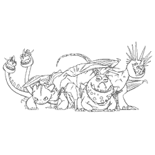 coloring page: Fasteners, Night Fury, Grommel and Gromgild in coloring