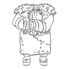 coloring page: Fishlegs hold a sword in their hands