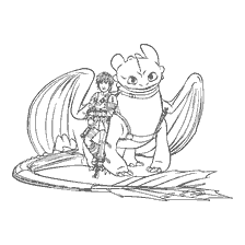 coloring page: Coloring Hiccup and His Dragon Toothless from How to Train Your Dragon