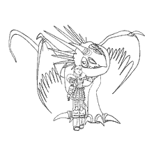 coloring page: Astrid hugs the dragon Gromgild