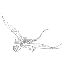 coloring page: Astrid on Gromgild's back in flight