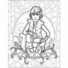coloring page: Hiccup sits on a dragon