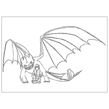 coloring page: Coloring Toothless and Hiccup from the cartoon How to Train Your Dragon