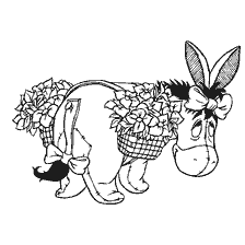 Coloring Donkey Ea with flowers and rabbit ears